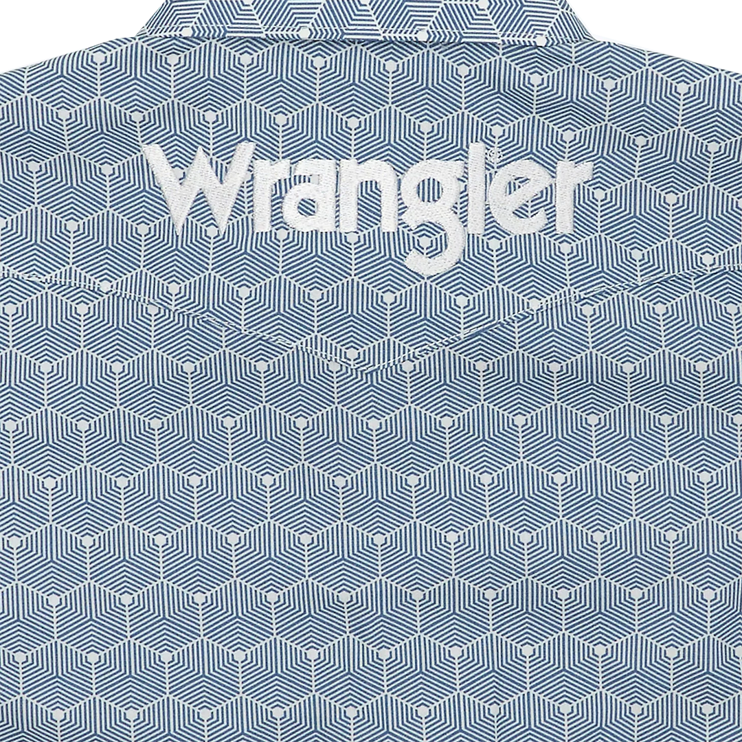 Wrangler Men's Logo Geometric Print Long Sleeve Snap Shirt