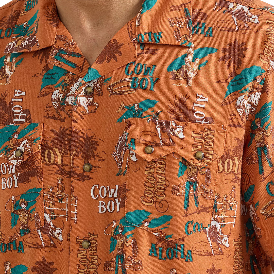 Chemise à manches courtes à boutons-pression Wrangler Coconut Cowboy pour homme