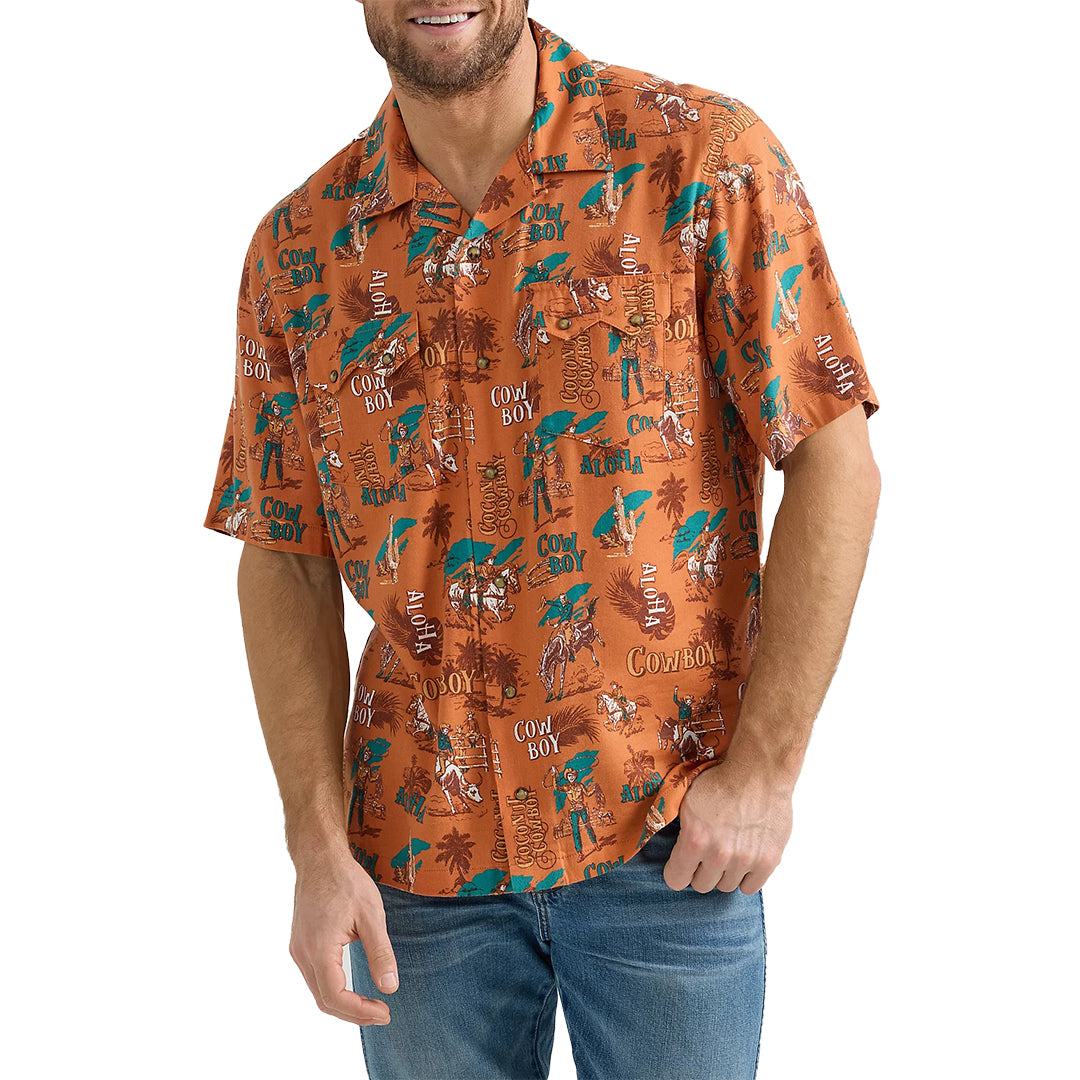 Chemise à manches courtes à boutons-pression Wrangler Coconut Cowboy pour homme