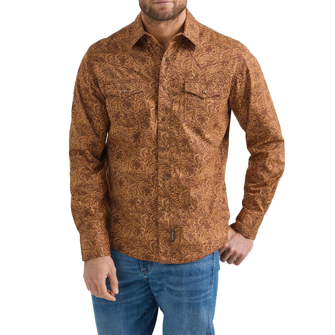 Wrangler Men's Retro Premium Flower Print Long Sleeve Snap Shirt ...