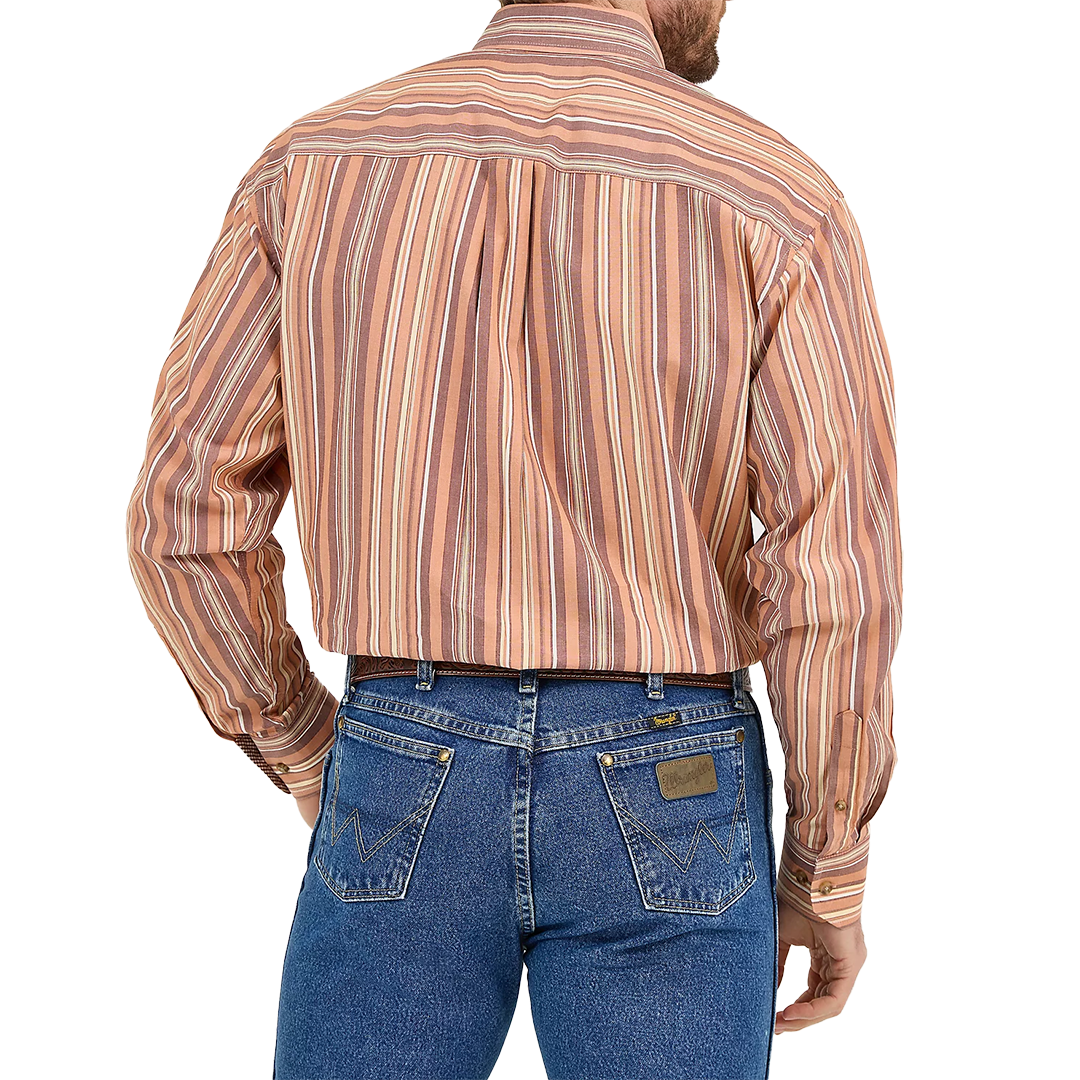 Wrangler Men's George Stra Strip Long Sleeve Button Shirt