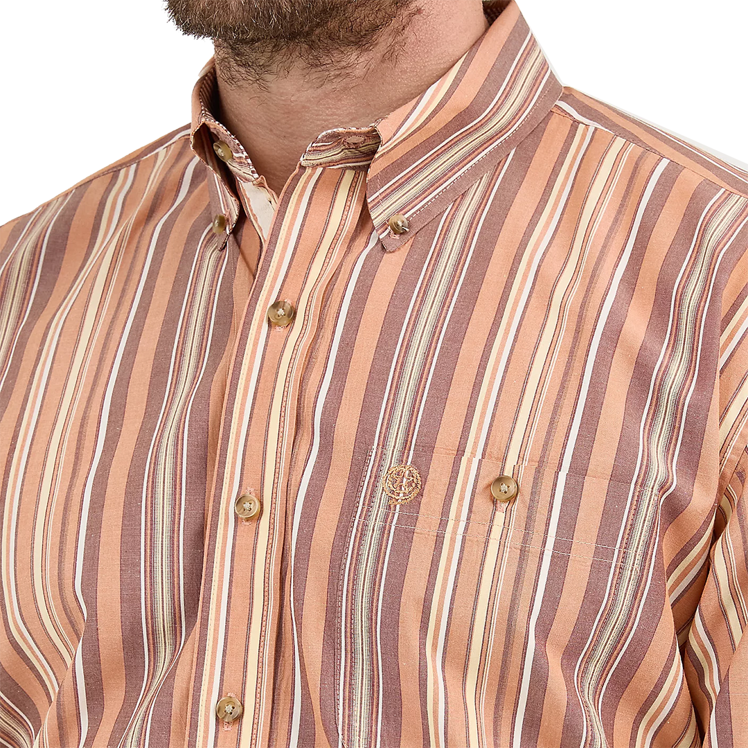 Wrangler Men's George Stra Strip Long Sleeve Button Shirt