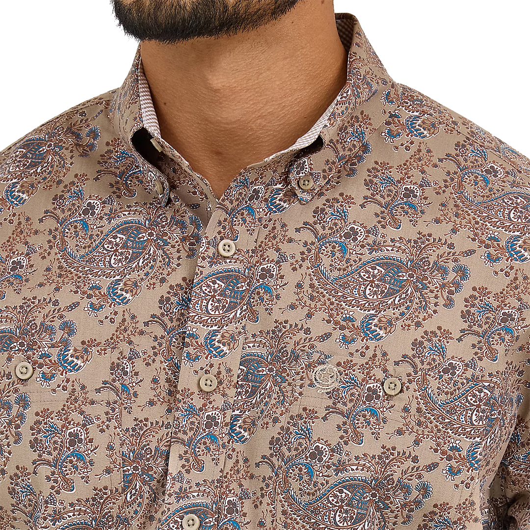 Wrangler Men's George Strait Paisley Print Long Sleeve Button Shirt