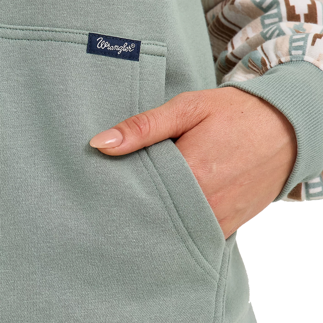 Wrangler Women's Logo Southwestern Yoke Pullover Hoodie