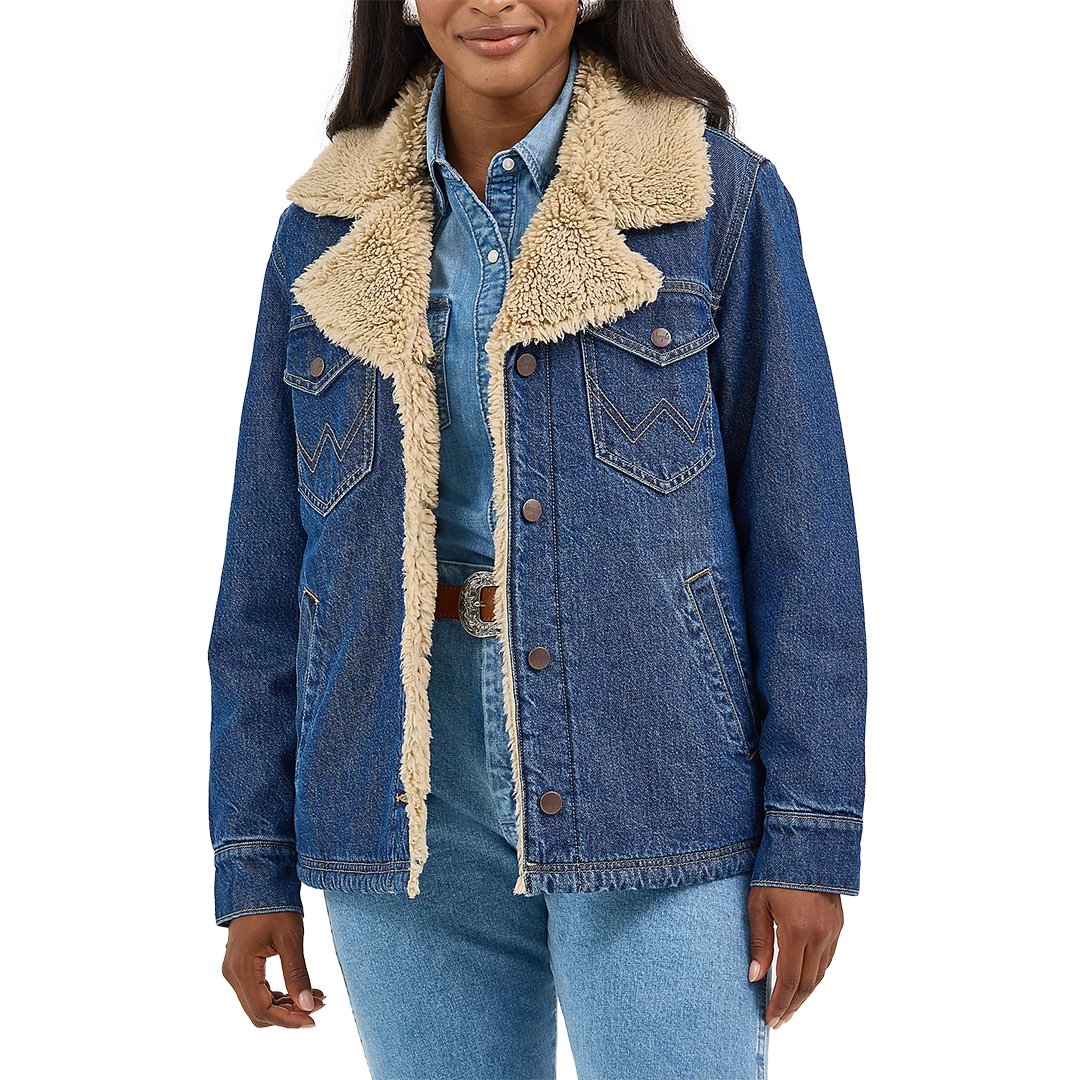 Wrangler Women's Western Sherpa Lined Denim Range Coat