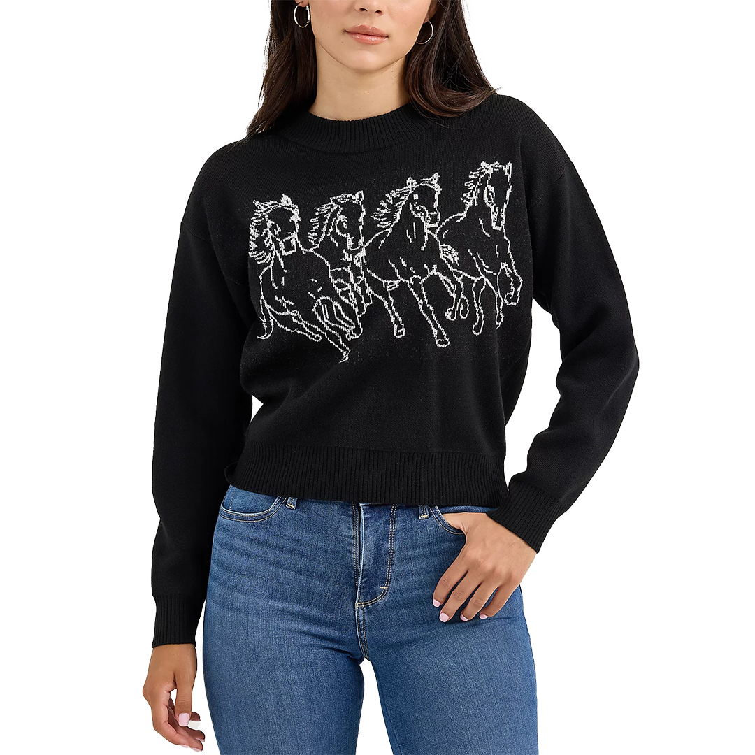 Wrangler Women's Horse Intarsia Crew Neck Sweater