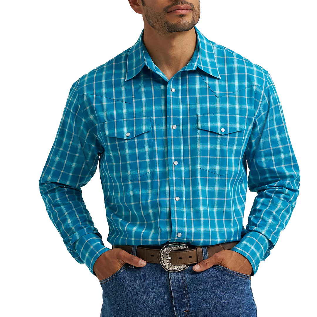 Wrangler Men's Wrinkle Resist Long Sleeve Western Snap Plaid Shirt