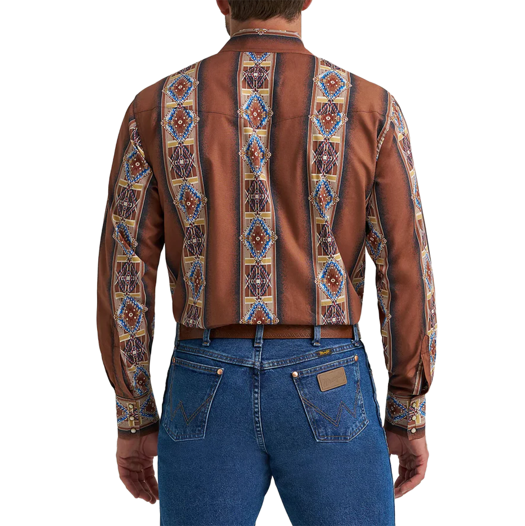 Wrangler Men's Checotah Aztec Long Sleeve Snap Shirt