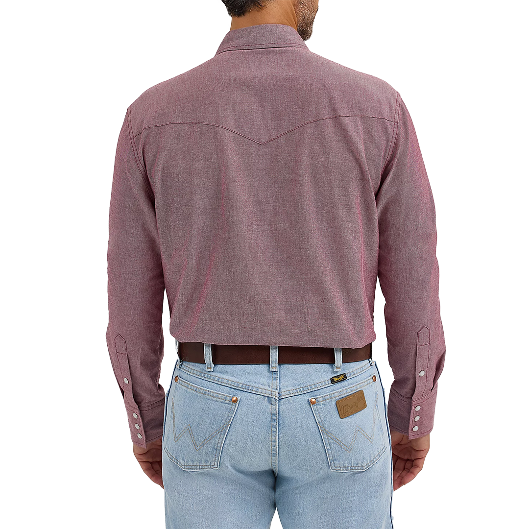 Wrangler Men's Cowboy Cut Long Sleeve Western Snap Chambray Workshirt
