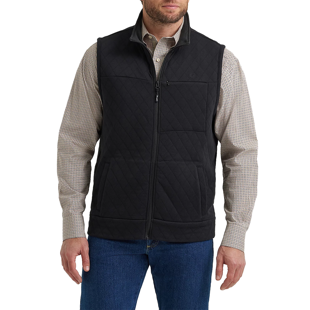 Wrangler Men's George Strait Zip Front Solid Knit Vest