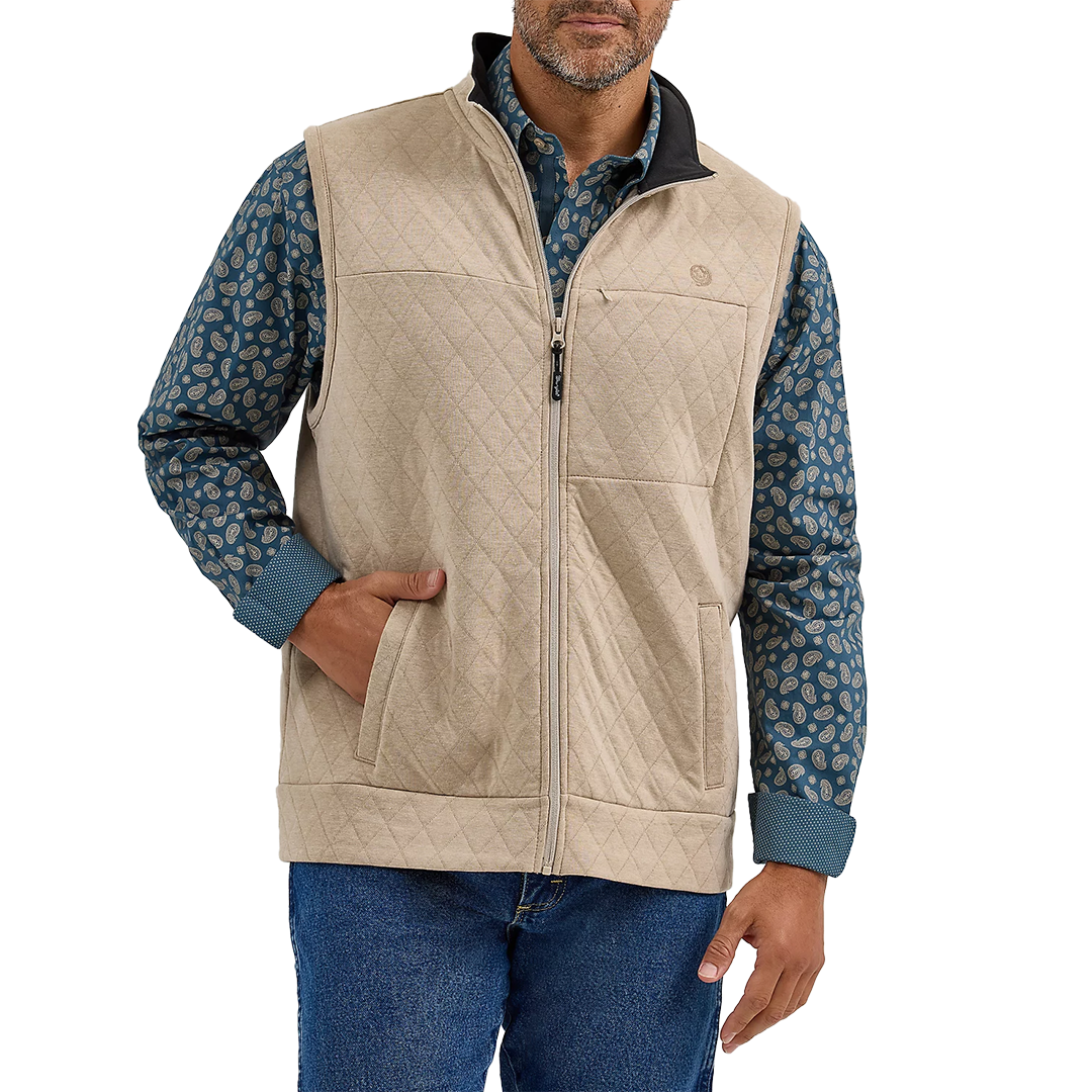 Wrangler Men's George Strait Zip Front Solid Knit Vest