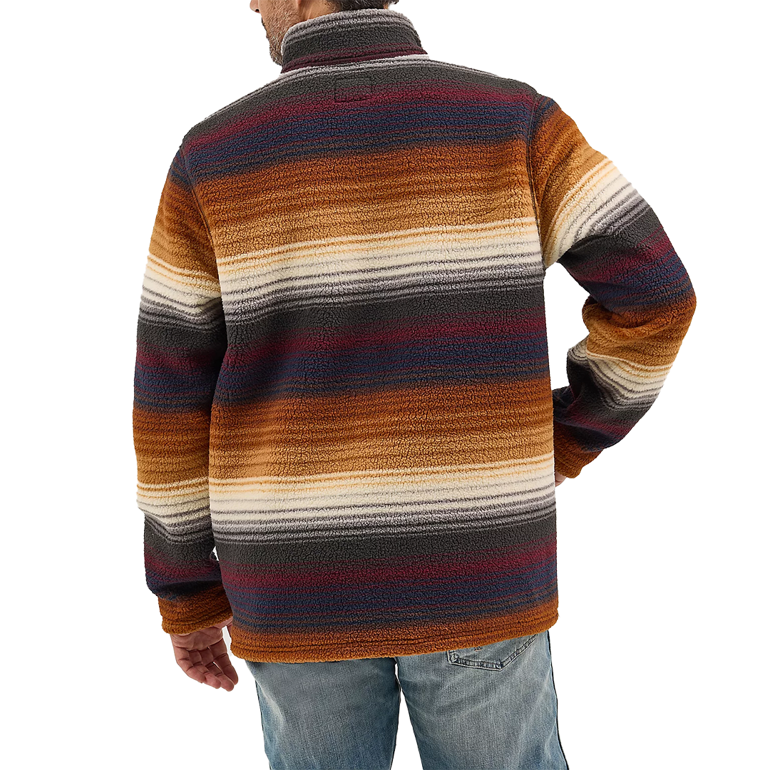Wrangler Men's Striped Quarter-Zip Sherpa Pullover