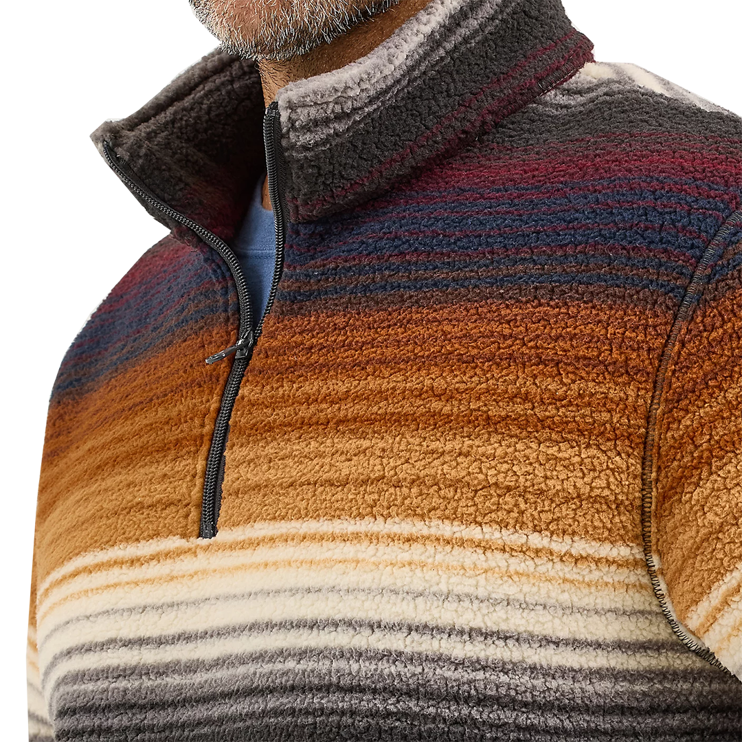 Wrangler Men's Striped Quarter-Zip Sherpa Pullover