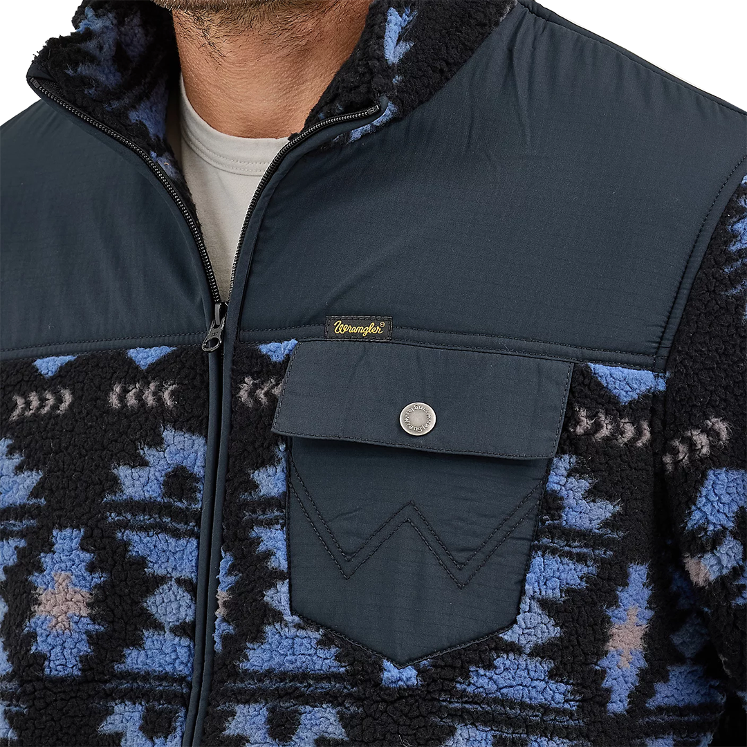 Wrangler Men's Zip Front Lightweight Ripstop Yoke Sherpa Jacket