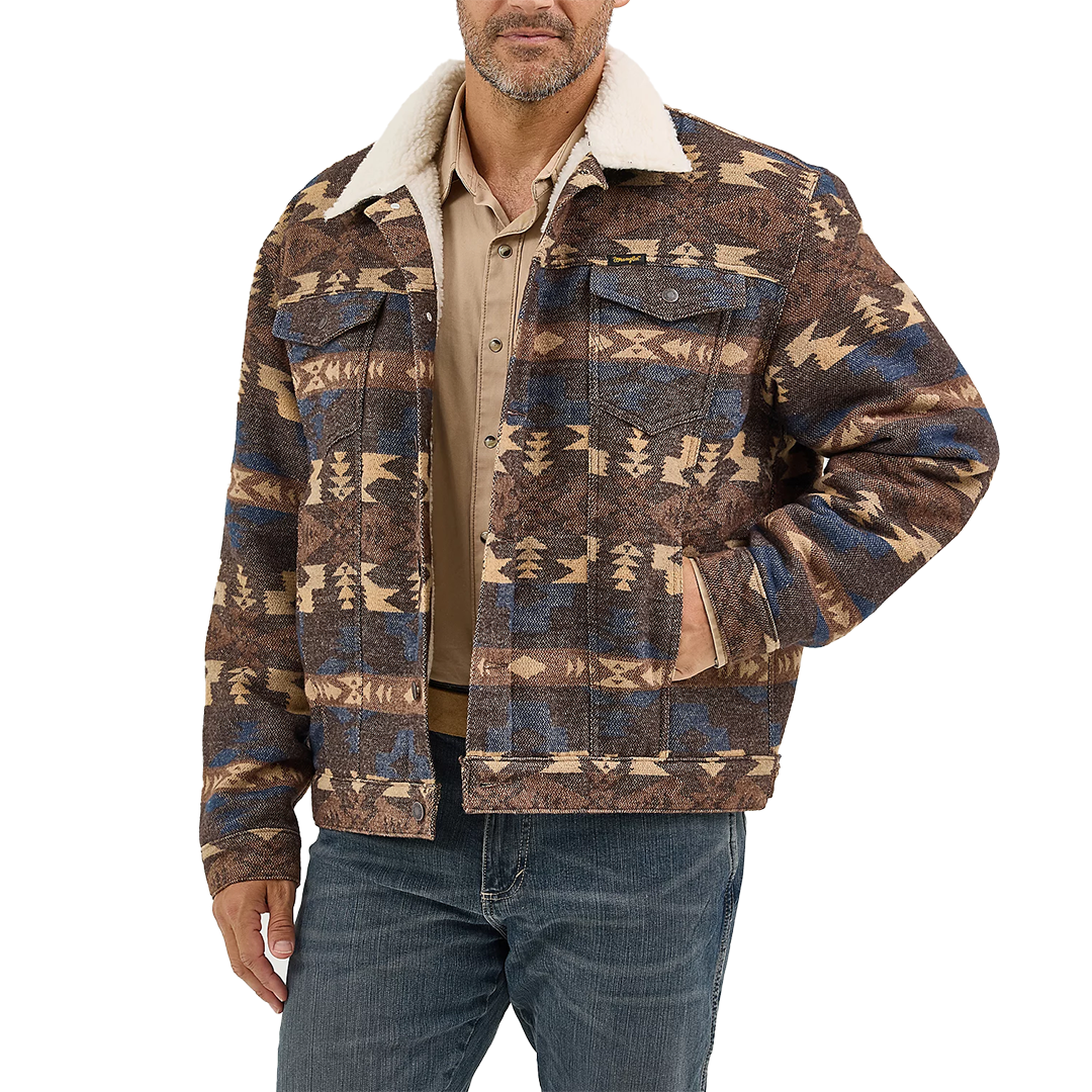 Wrangler Men's Sherpa Lined Jacquard Print Jacket