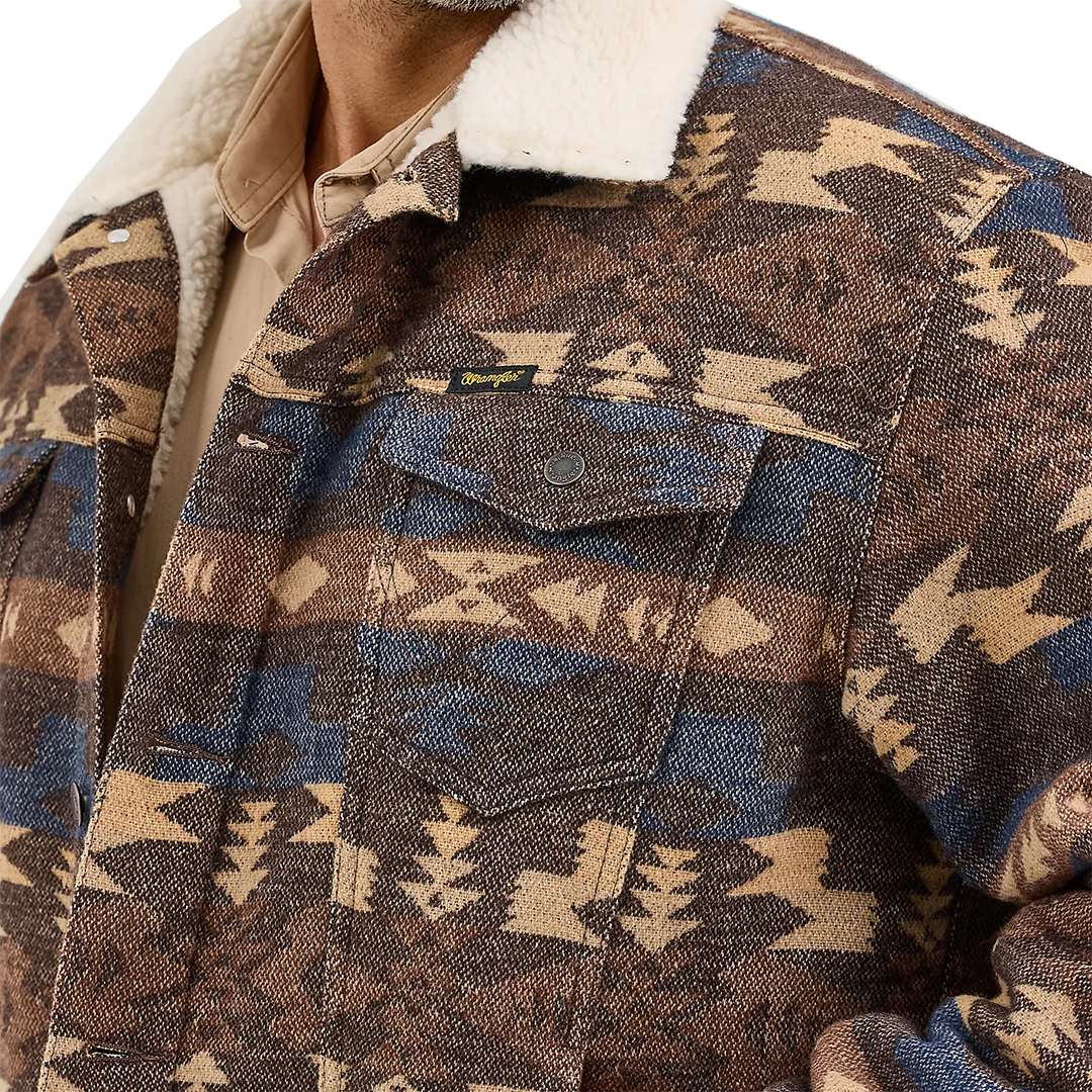 Wrangler Men's Sherpa Lined Jacquard Print Jacket