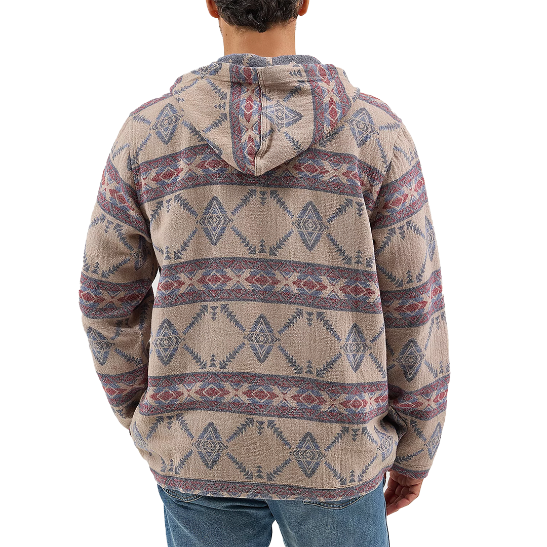 Wrangler Men's Jacquard Quarter Zip Hooded Popover Jacket