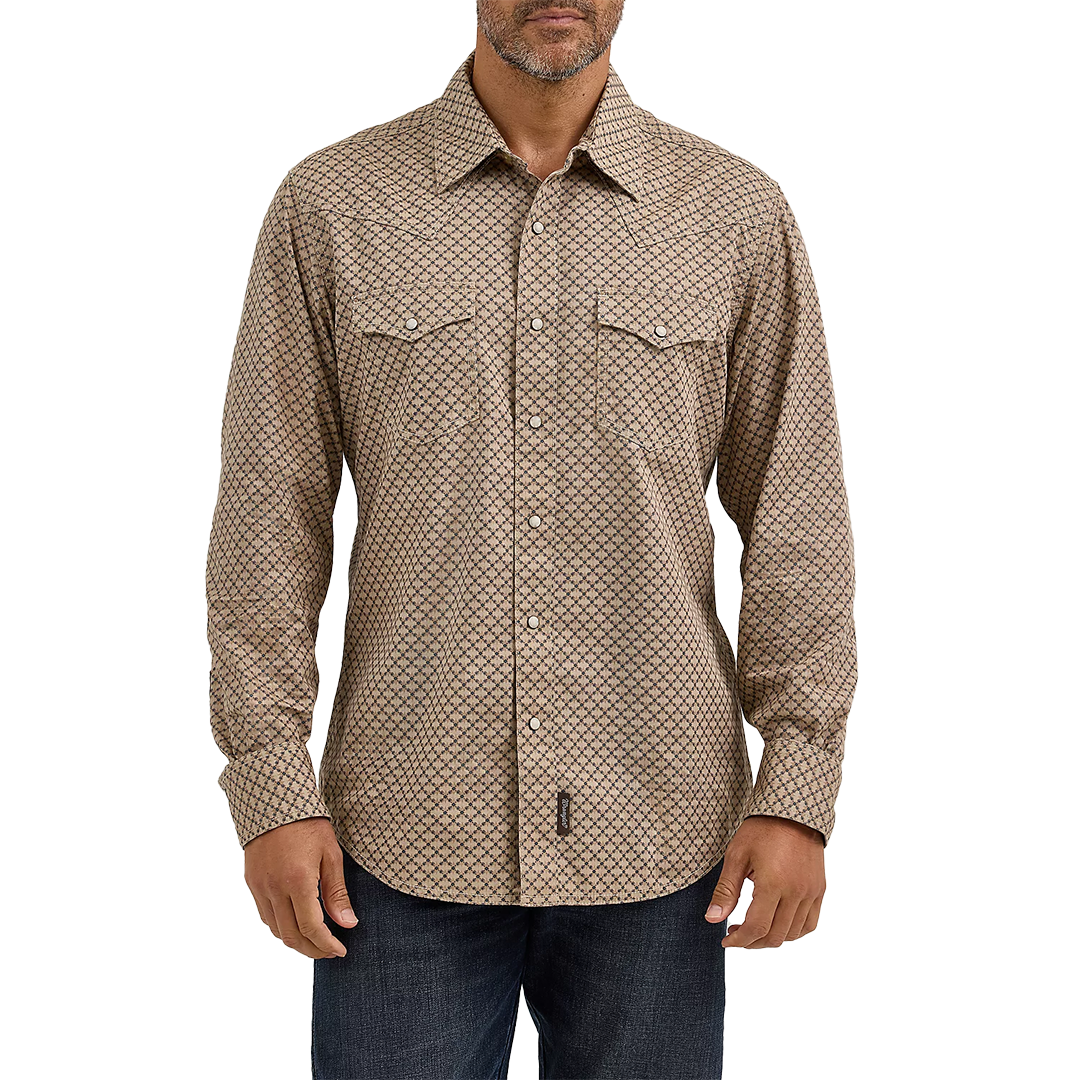 Wrangler Men's Retro Premium Western Long Sleeve Snap Printed Shirt