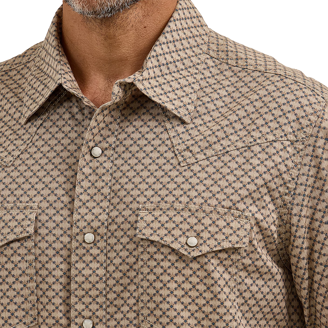 Wrangler Men's Retro Premium Western Long Sleeve Snap Printed Shirt