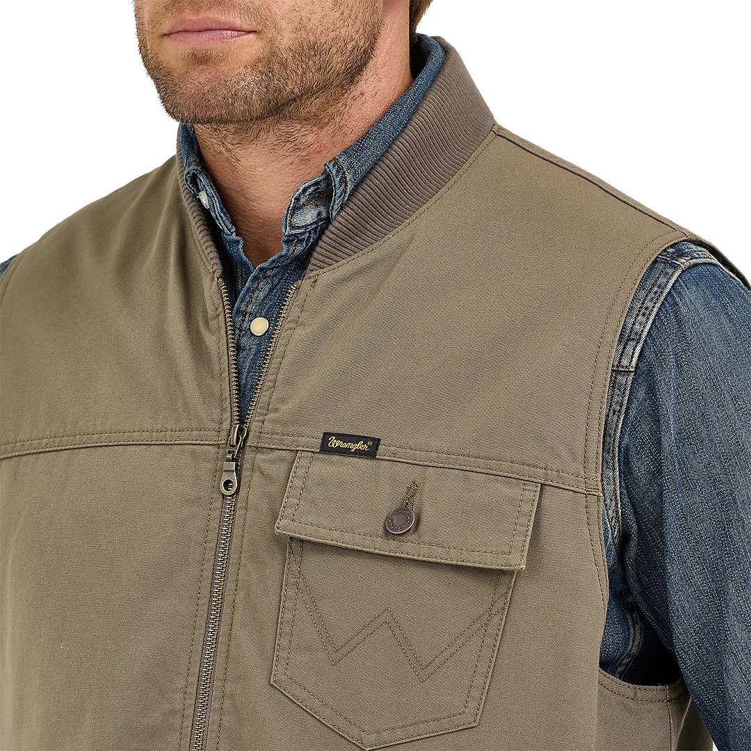 Wrangler Men's Quilt Lined Rancher Zip Vest