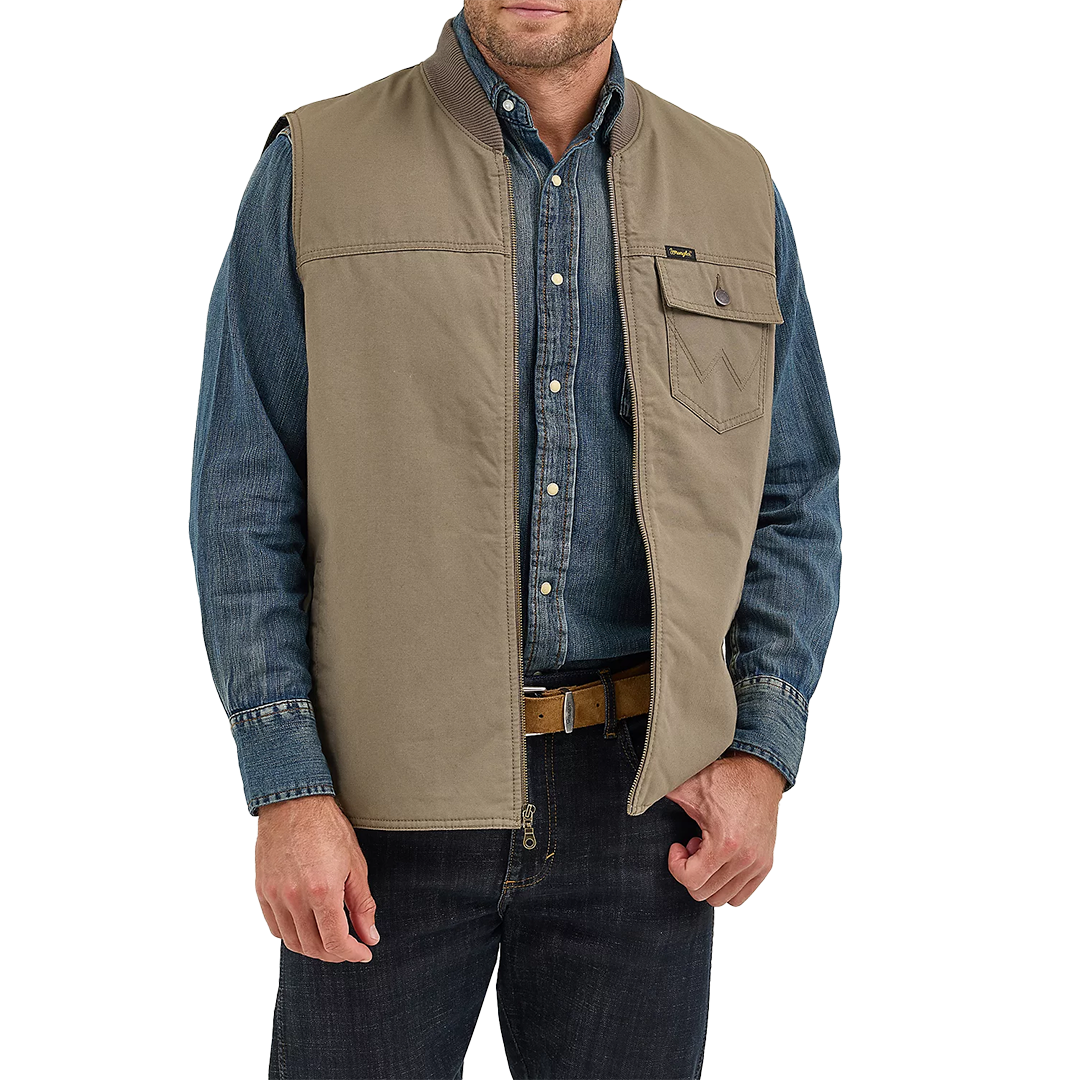 Wrangler Men's Quilt Lined Rancher Zip Vest