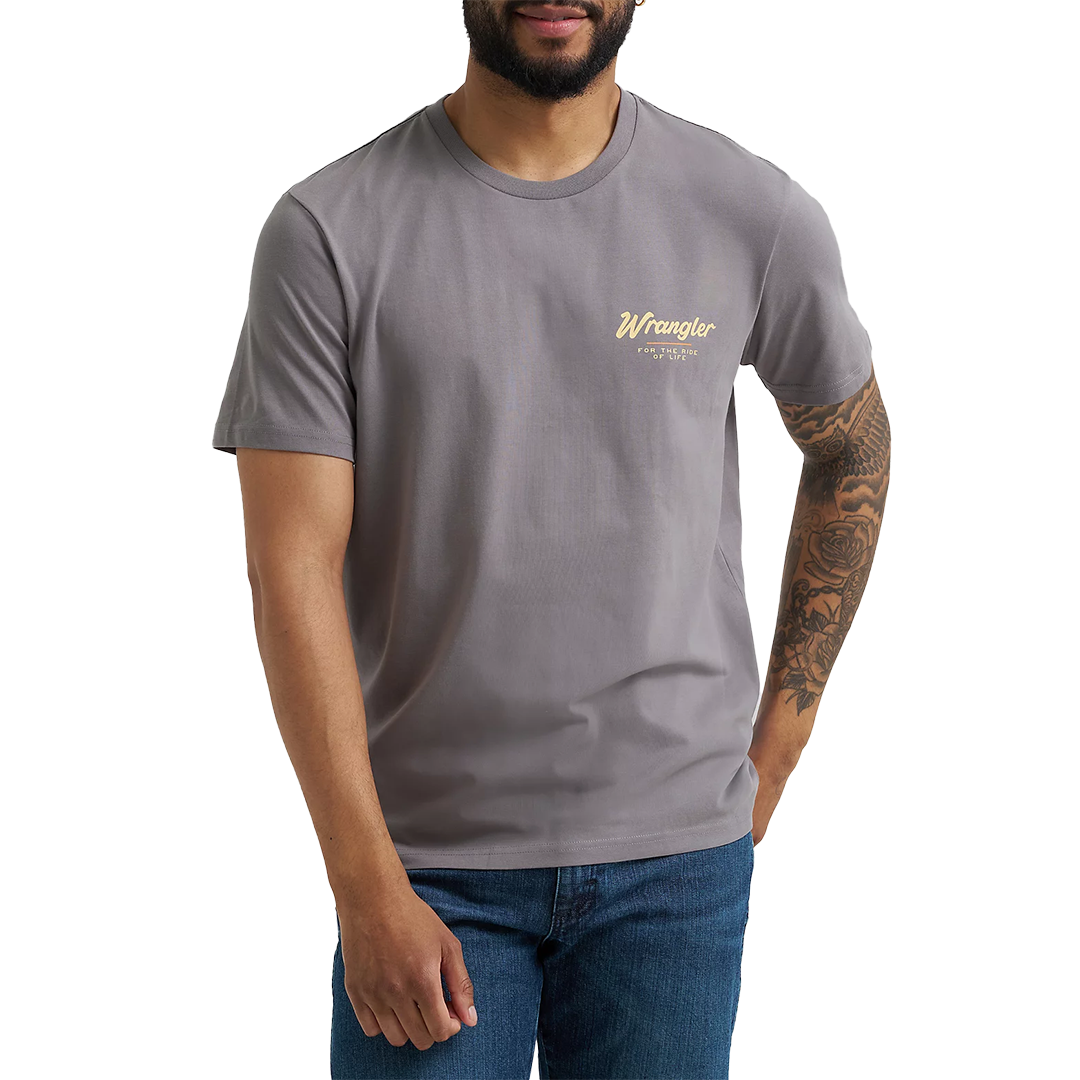 T-shirt Wrangler pour homme avec motif « Bucking Cowboy » au dos