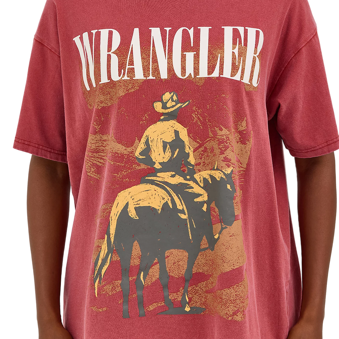 Wrangler Women's Acid Wash Graphic Oversized T-Shirt