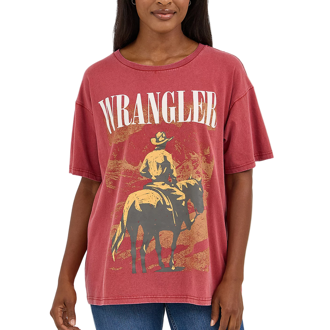Wrangler Women's Acid Wash Graphic Oversized T-Shirt