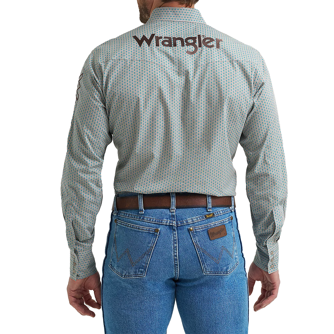 Wrangler Men's Logo Long Sleeve Snap Shirt