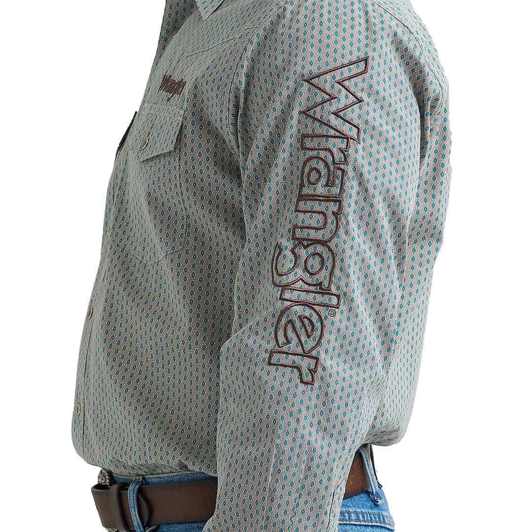 Wrangler Men's Logo Long Sleeve Snap Shirt