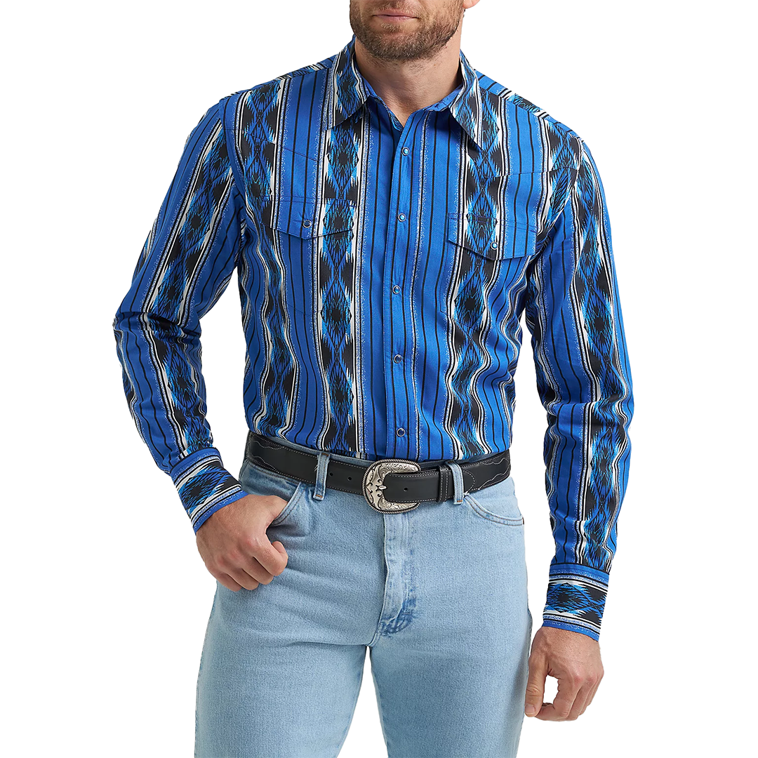 Wrangler Men's Checotah Aztec Long Sleeve Snap Shirt