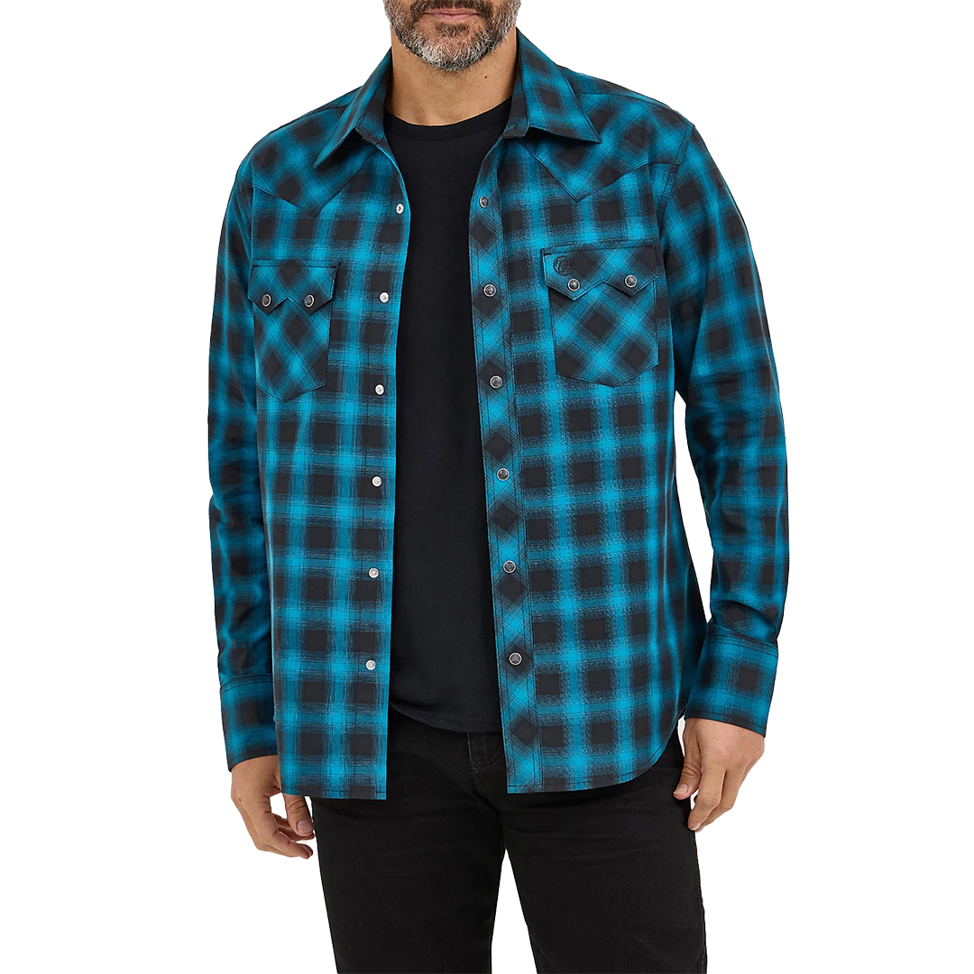 Chemise à manches longues à boutons-pression pour homme Wrangler Retro à carreaux