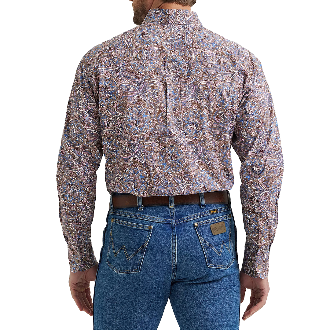 Wrangler Men's George Strait Long Sleeve Paisley Button Down Shirt