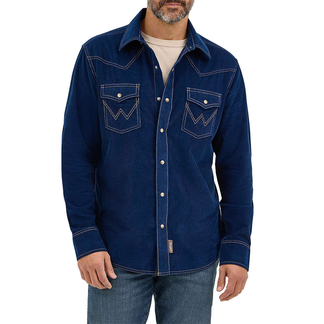 Wrangler Men's Retro Solid Long Sleeve Snap Shirt