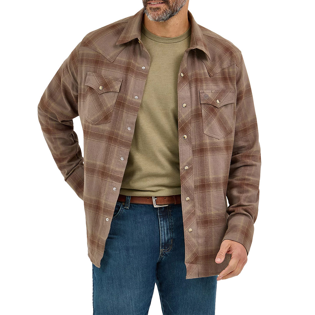 Wrangler Men's Retro Flannel Plaid Western Long Sleeve Snap Shirt