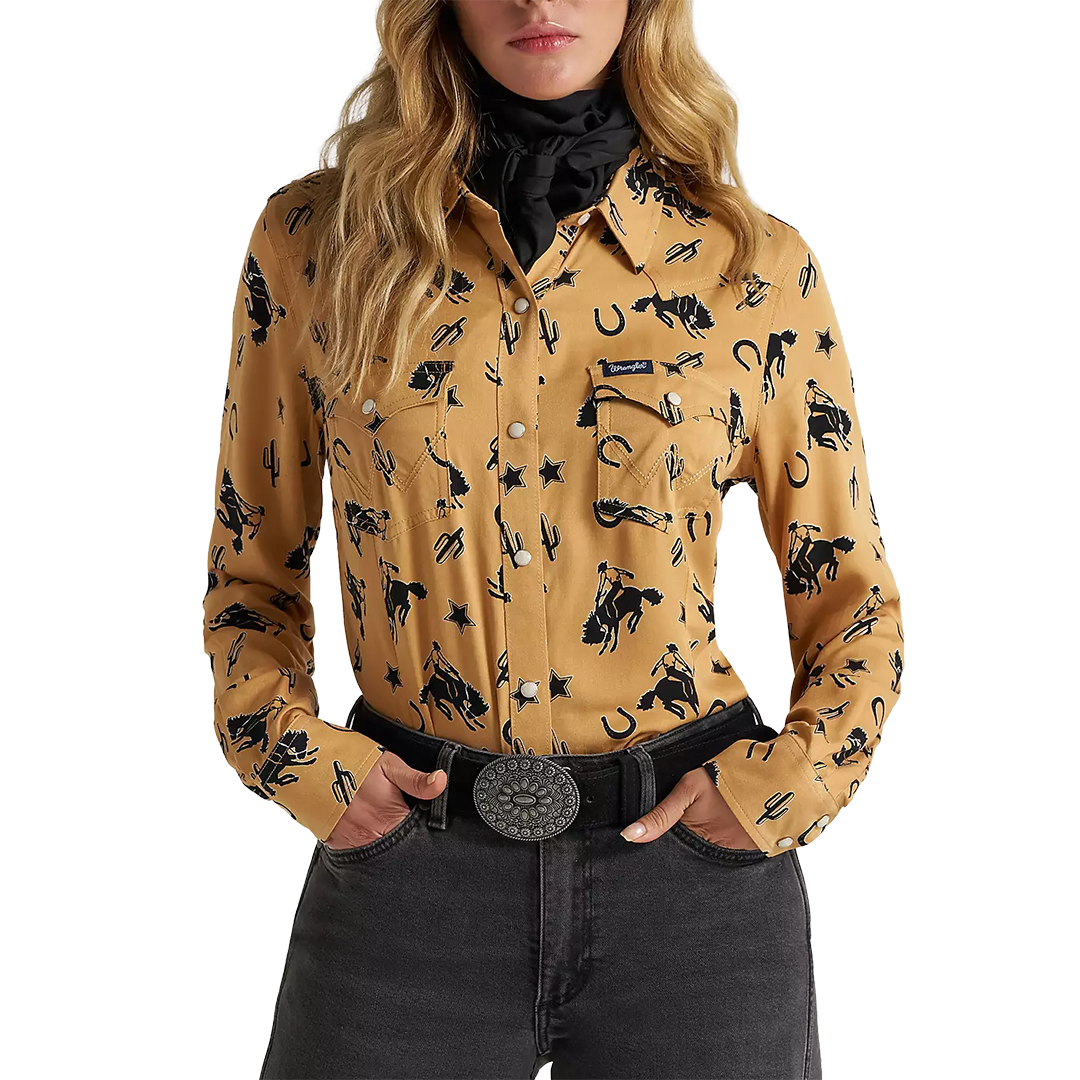 Chemise western brodée chevaux coupe ample Wrangler pour femme
