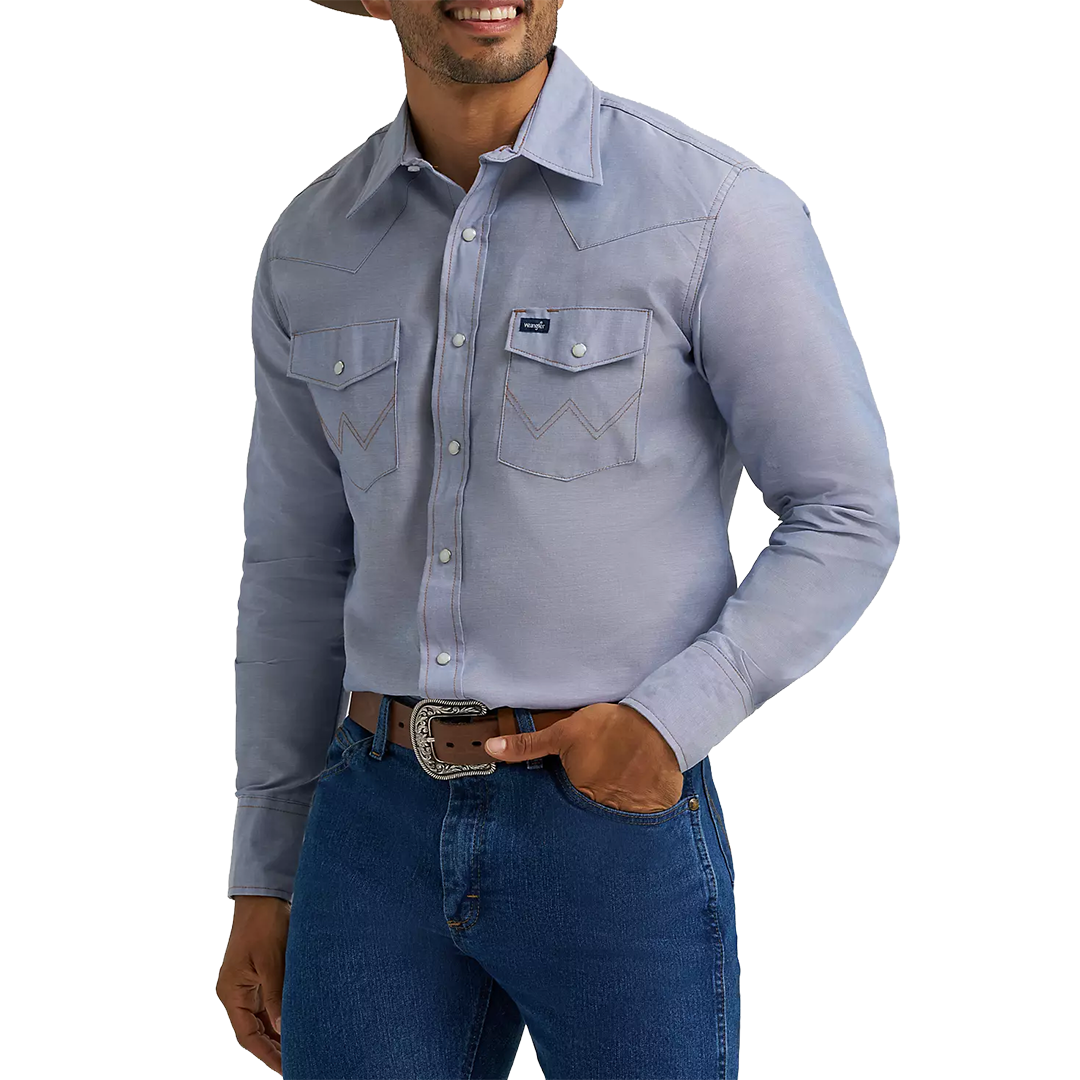 Wrangler Men's Chambray Work Long Sleeve Snap Shirt