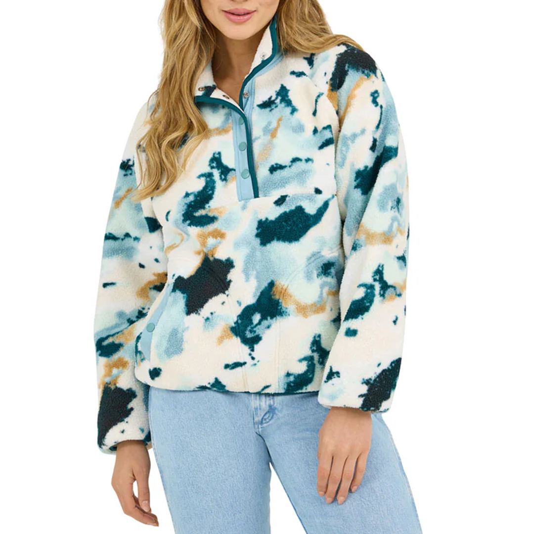 Wrangler Women's Retro Southwestern Sherpa Quarter Snap Pullover Sweater