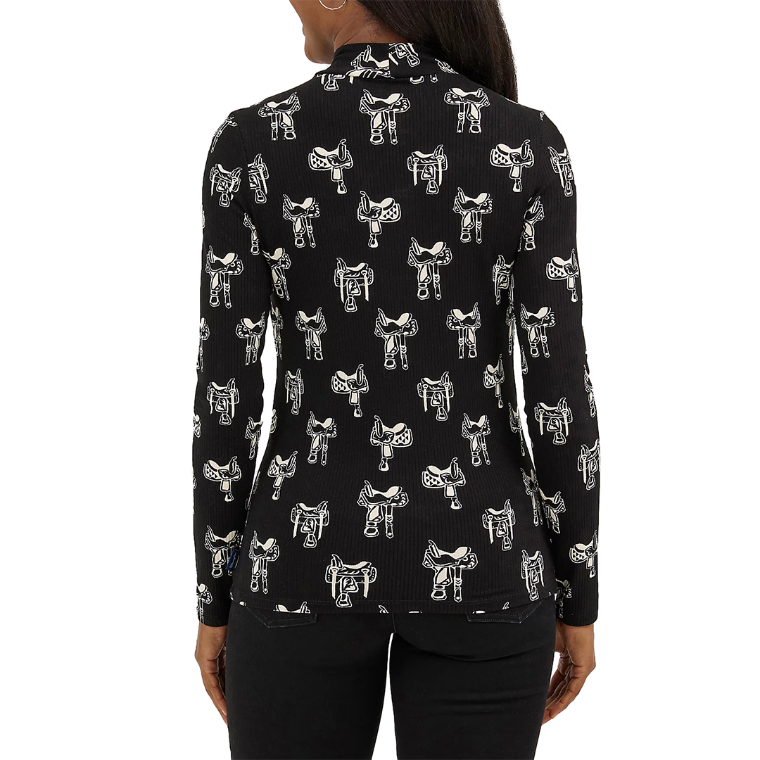 Wrangler Women's Western Print Mock Neck Shirt