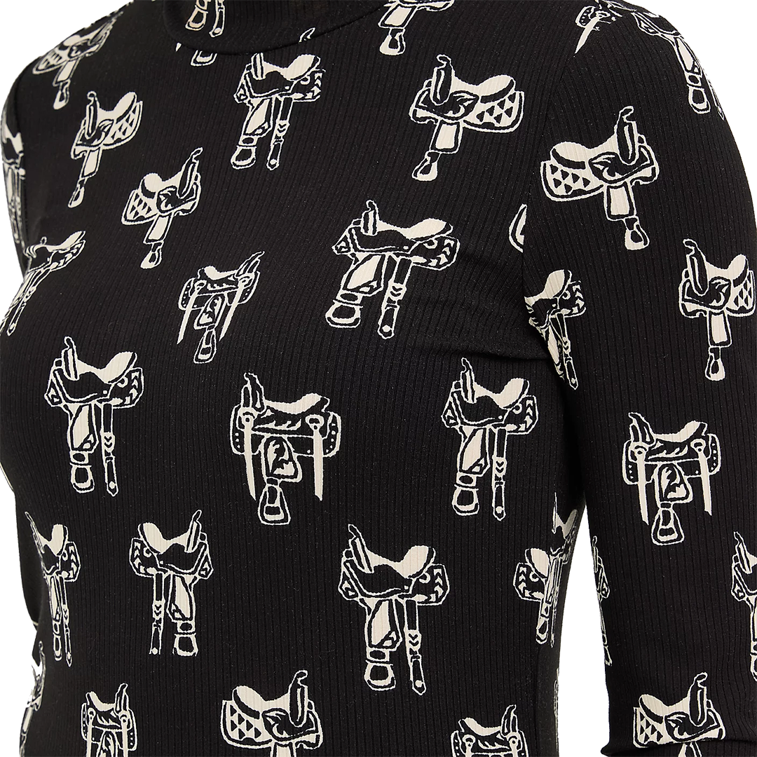 Wrangler Women's Western Print Mock Neck Shirt