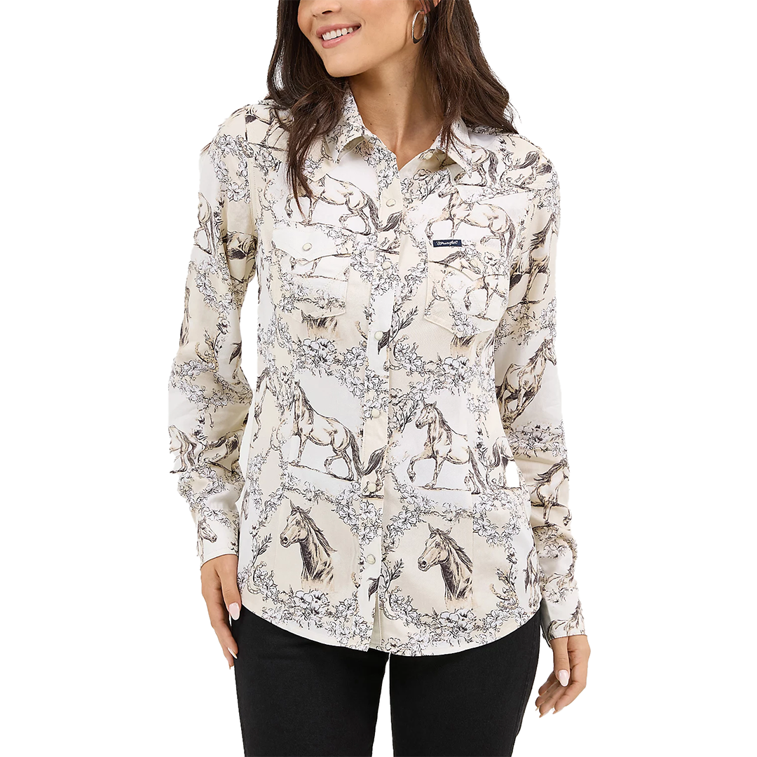 Wrangler Women's Saddle Up Slim Western Snap Shirt