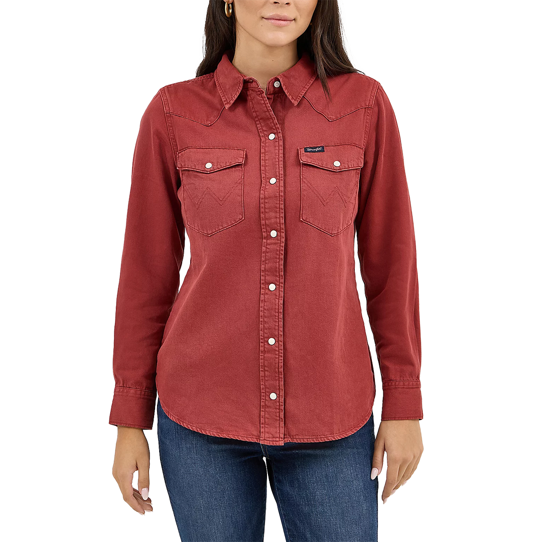 Wrangler Women's Colorwash Slim Western Snap Shirt