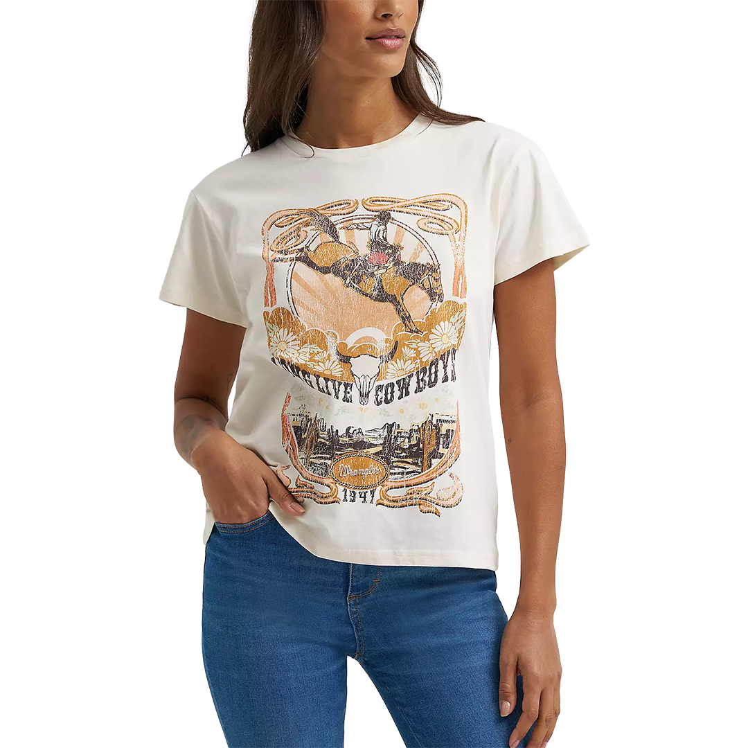 Wrangler Women's Long Live Cowboys Antique Retro Regular Fit T-Shirt