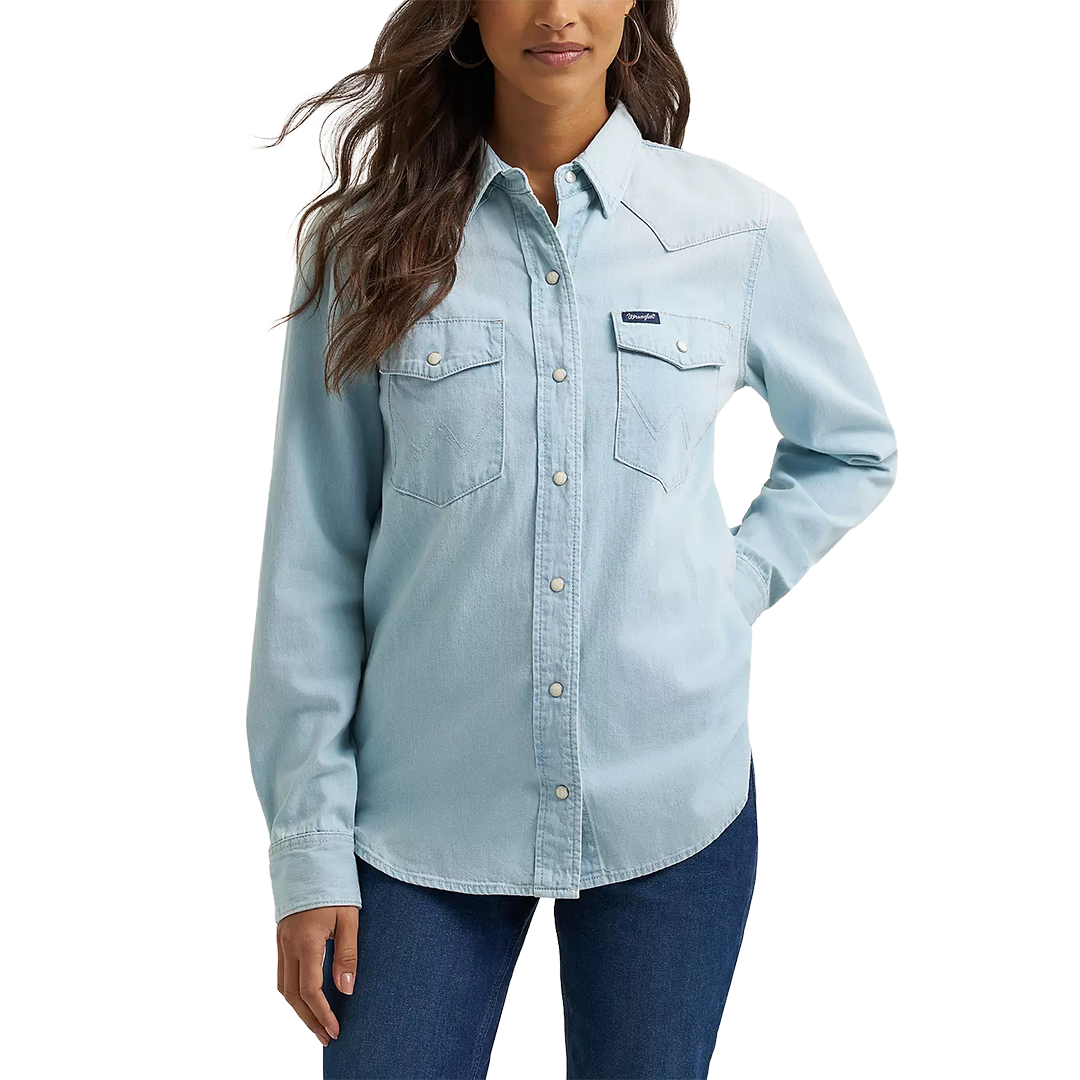 Wrangler Women's Iconic Western Snap Denim Shirt