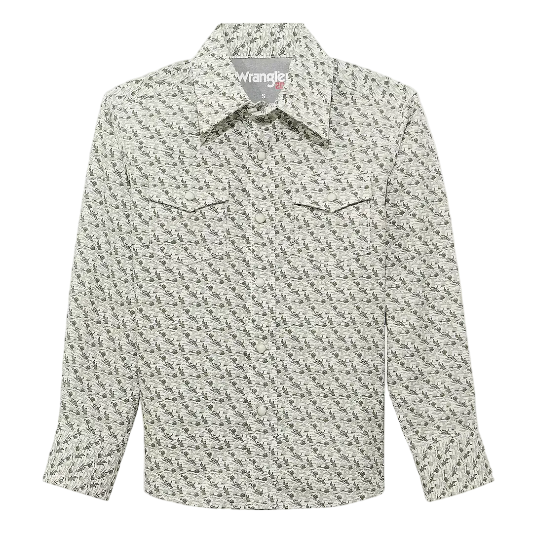 Wrangler Boys' 20X Advanced Comfort Western Long Sleeve Snap Shirt