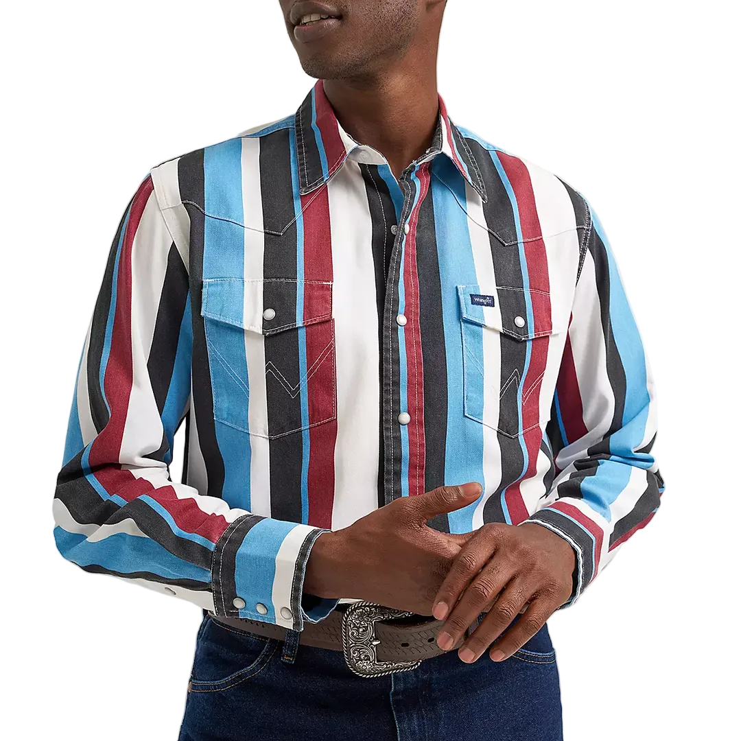 Wrangler Men's Vintage-Inspired Brushpopper Western Long Sleeve Snap WorkShirt