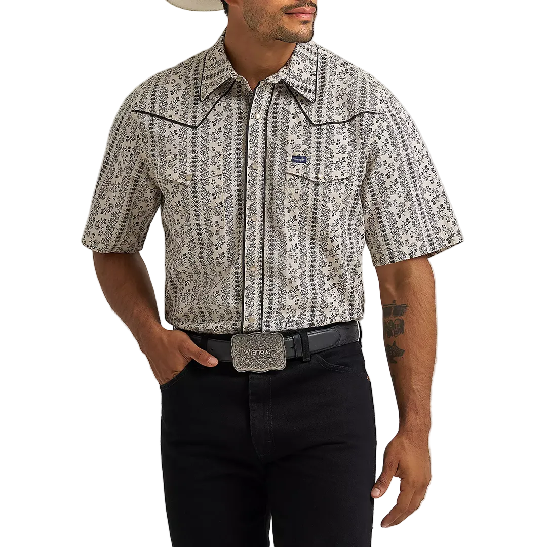Chemise à manches courtes boutonnée imprimée à liseré d'inspiration vintage Wrangler pour homme