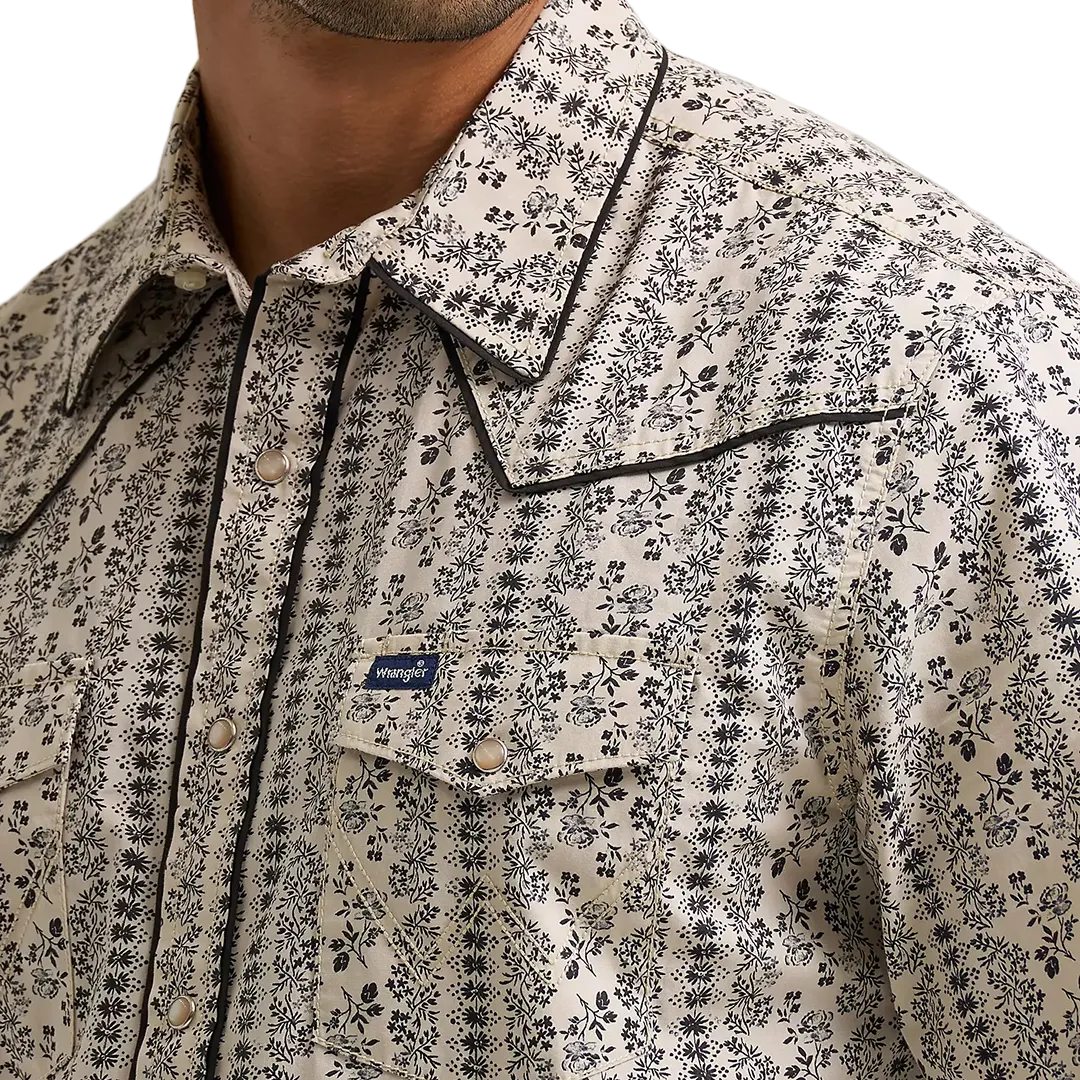 Chemise à manches courtes boutonnée imprimée à liseré d'inspiration vintage Wrangler pour homme