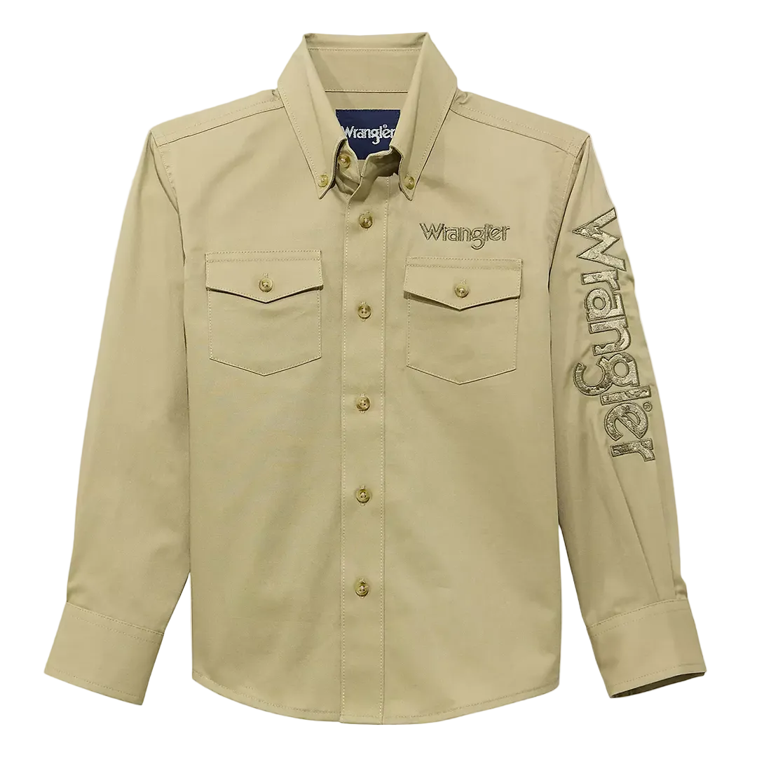 Wrangler Boys' Logo Long Sleeve Button Shirt