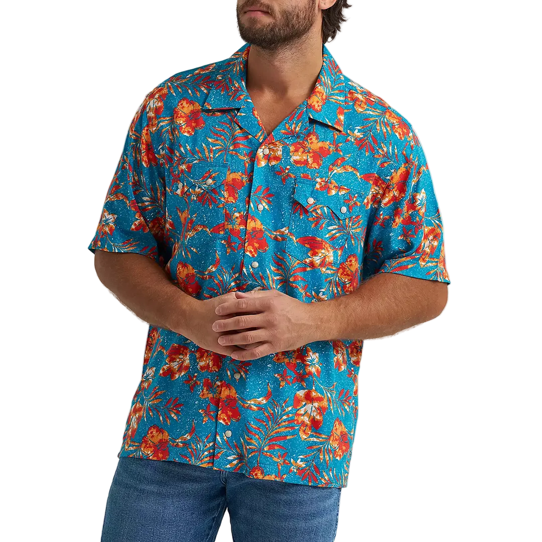 Wrangler Men's Coconut Cowboy Camp Short Sleeve Snap Shirt